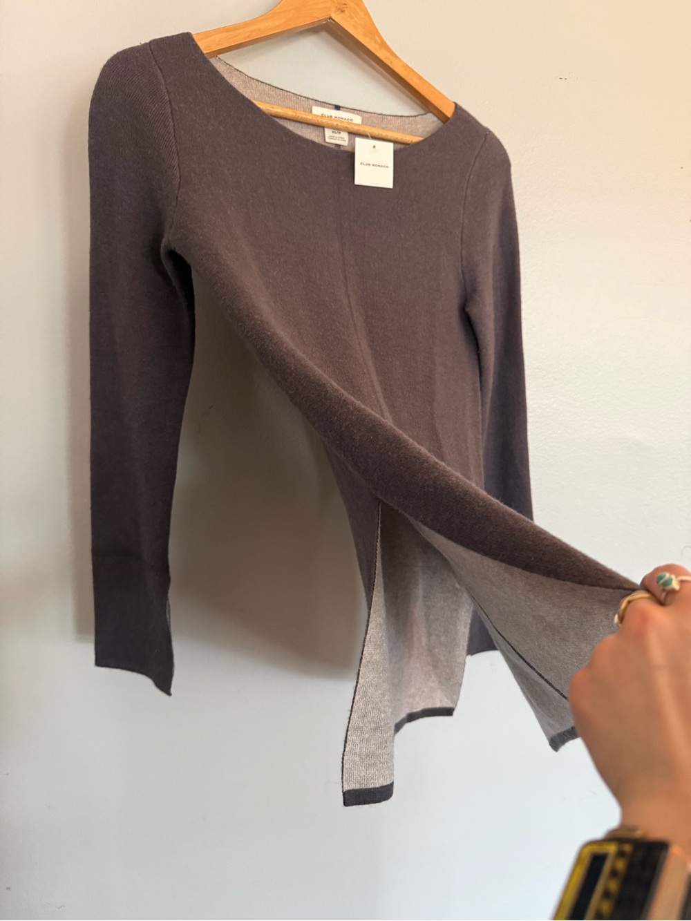 NWT CLUB MONACO Slitted Longline Sweater Very Soft